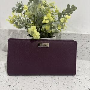 Kate Spade Stacy Laurel Way Saffiano leather Wallet Deep Plum
